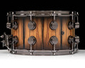 DW Collector's Series 8x14 Snare Drum - Ivory Ebony, Natural to Candy Black Burst, Double Row Black Nickel Hardware - back view