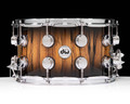 DW Collector's Series 8x14 Snare Drum - Ivory Ebony, Natural to Candy Black Burst, Double Row Chrome Hardware - front view