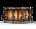 DW Collector's Series 7x14 Snare Drum - African Chenchen, Natural to Candy Black Burst, Double Row Black Nickel Hardware - back view
