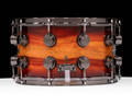 DW Collector's Series Exotic Horizontal Padouk 8x14 in Natural To Rich Red Lacquer Burst on Sonicply Shell - side view