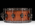 DW Collector's Series 6.5x14 Snare - Giant Quilted Sapeli, Natural High Gloss, Black Nickel Hardware back view