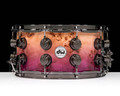 DW Collector's Series 7x14 Snare - Mapa Burl, Natural to Purple Fade, 2 row Black Nickel Hardware - front view