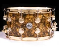 DW Collector's Series SonicPly Maple 8x14 Snare Drum - Gold Abalone with Gold Hardware - FRONT VIEW