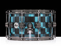 DW Collector's Acrylic 8x14 Snare -Blue and Black Checkers Custom Wrap - side view