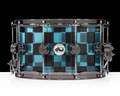 DW Collector's Acrylic 8x14 Snare -Blue and Black Checkers Custom Wrap - front view