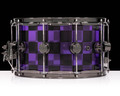 DW Collector's Acrylic 8x14 Snare -Blue and Black Checkers Custom Wrap - back view