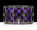 DW Collector's Acrylic 8x14 Snare -Blue and Black Checkers Custom Wrap - side view