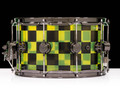 DW Collector's Acrylic 8x14 Snare -Blue and Black Checkers Custom Wrap - back view