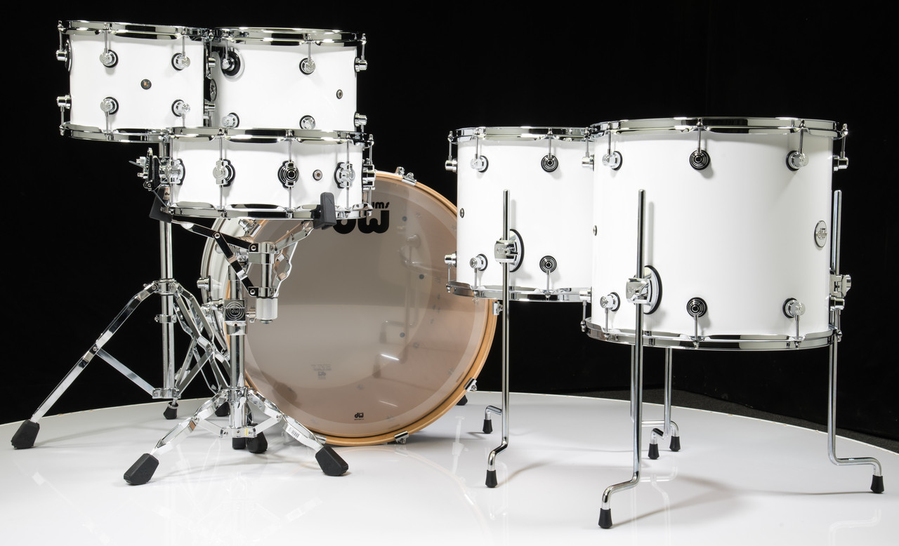 DW Design Series 6pc Drum Set - Gloss White 10/12/14/16/22/14SD