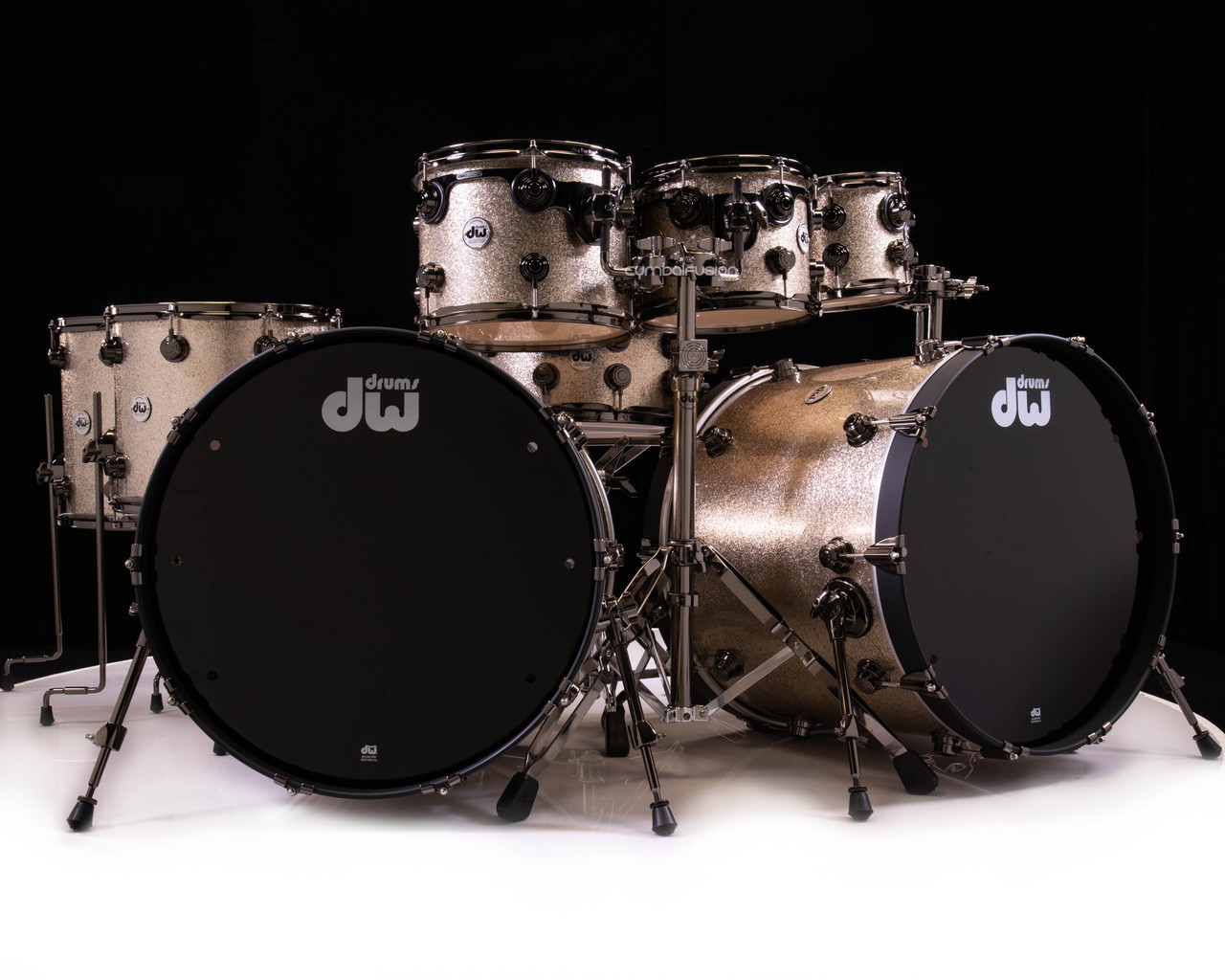 DW Collector's 8pc Maple Kit - Nickel Sparkle Glass w/Black Nickel HW