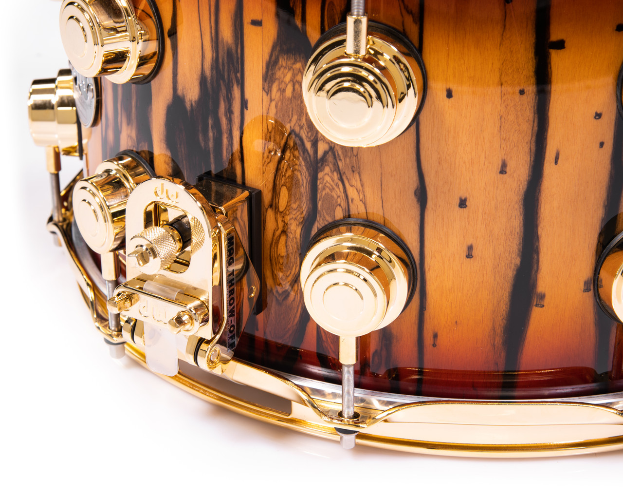 DW Collector's Series Ivory Ebony Veneer 8x14 Snare Deep Rich Red