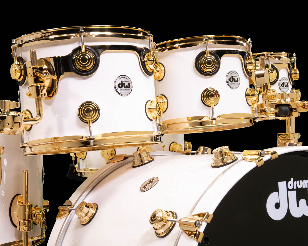 DW Collector's 7pc Maple SSC Kit Gloss White Lacquer w/Gold