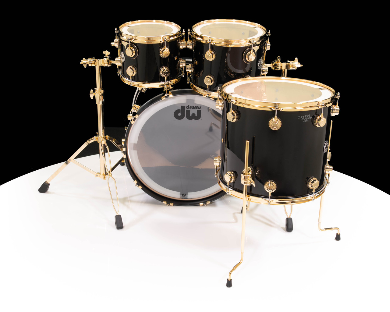 DW Collector's 4pc Maple SSC Kit - Gloss Black w/Gold Hardware