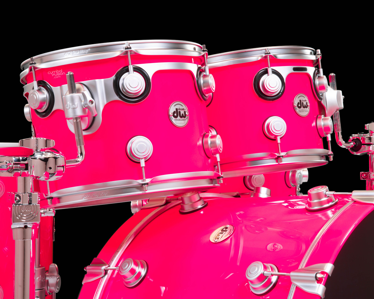 DW Collector's 6pc SSC Maple Kit- Neon Hot Pink w/ Satin Chrome