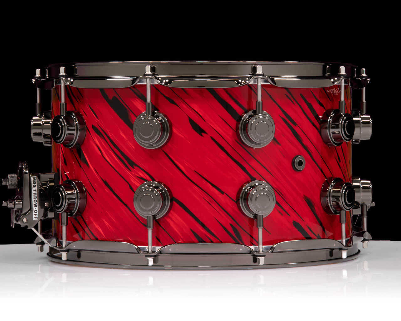 DW Collector's SonicPly 8x14 Snare - Twisted Red Lava with Black