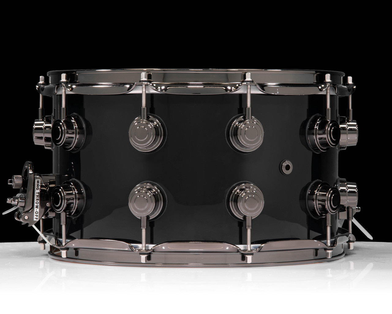 Used Collectors Snare 8x14 Maple 333 Black Finish Ply W/ Black
