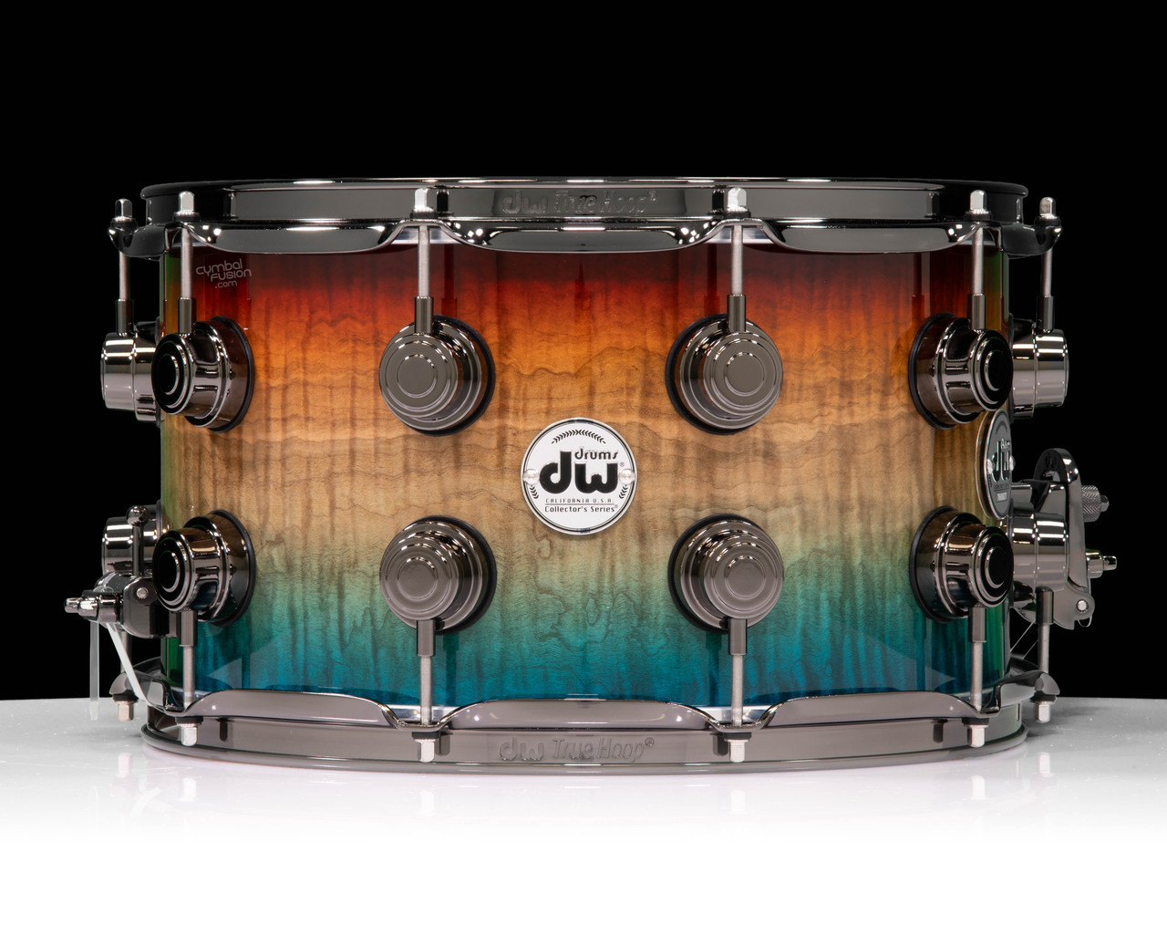DW Collector's Series 8x14 Snare Drum - Heartwood Curly, Sunset to