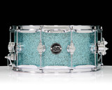 DW Performance Series 6.5x14 Snare Drum - Aqua Glass front view