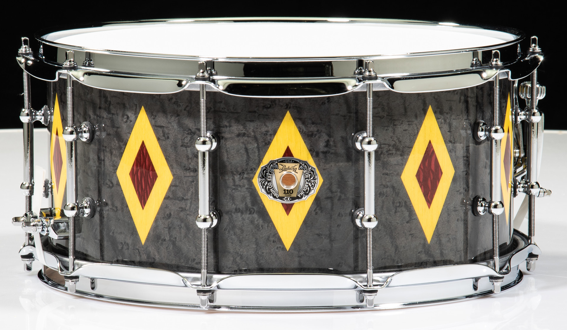 Ludwig Legacy Mahogany 4pc Shell Pack - Flash Diamond Inlay- Charcoal