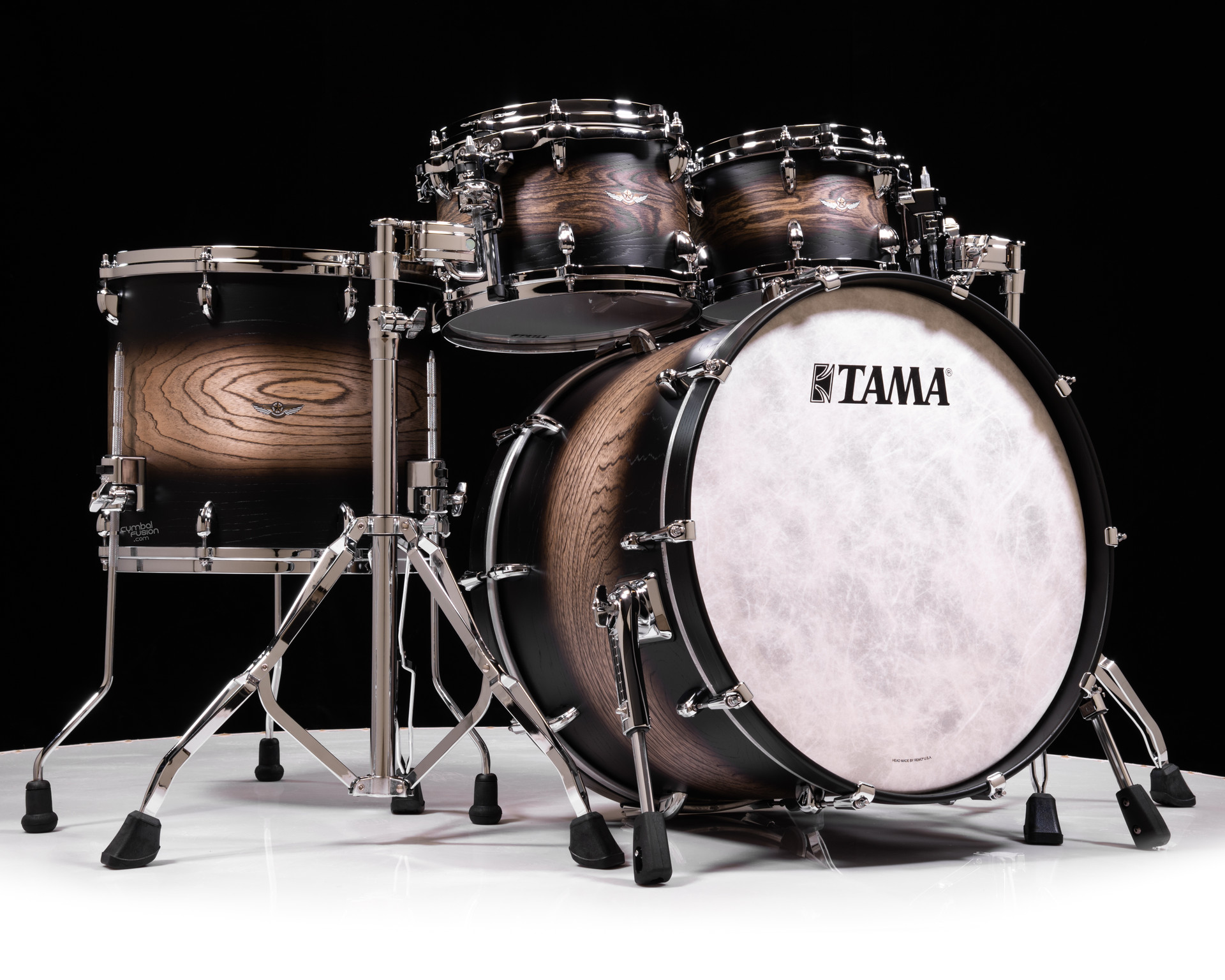Tama Star Walnut 4pc Shell Pack - Satin Black Japanese Sen Burst