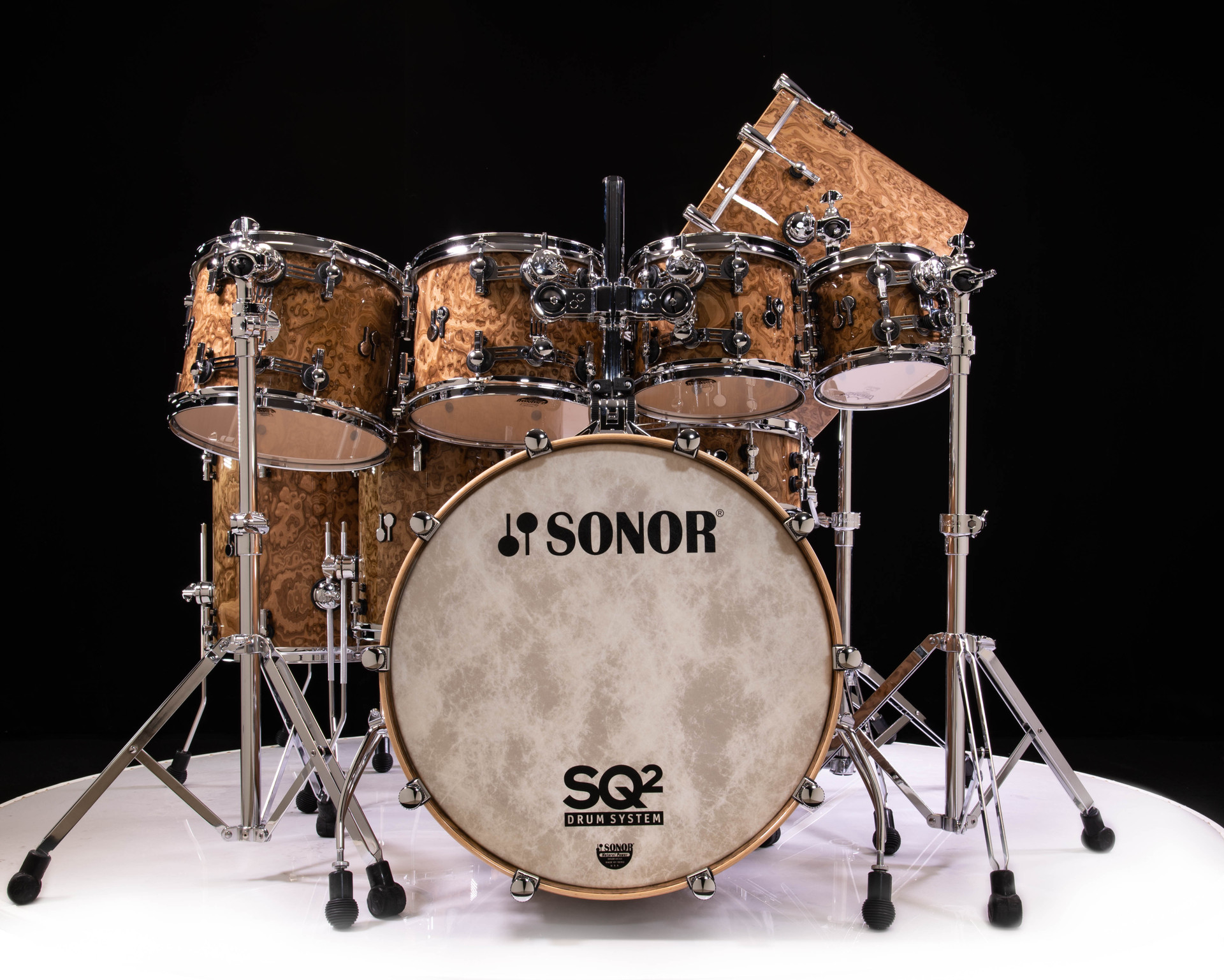 Sonor SQ2 10pc Maple Kit with Gong Drum - Chocolate Burl High Gloss