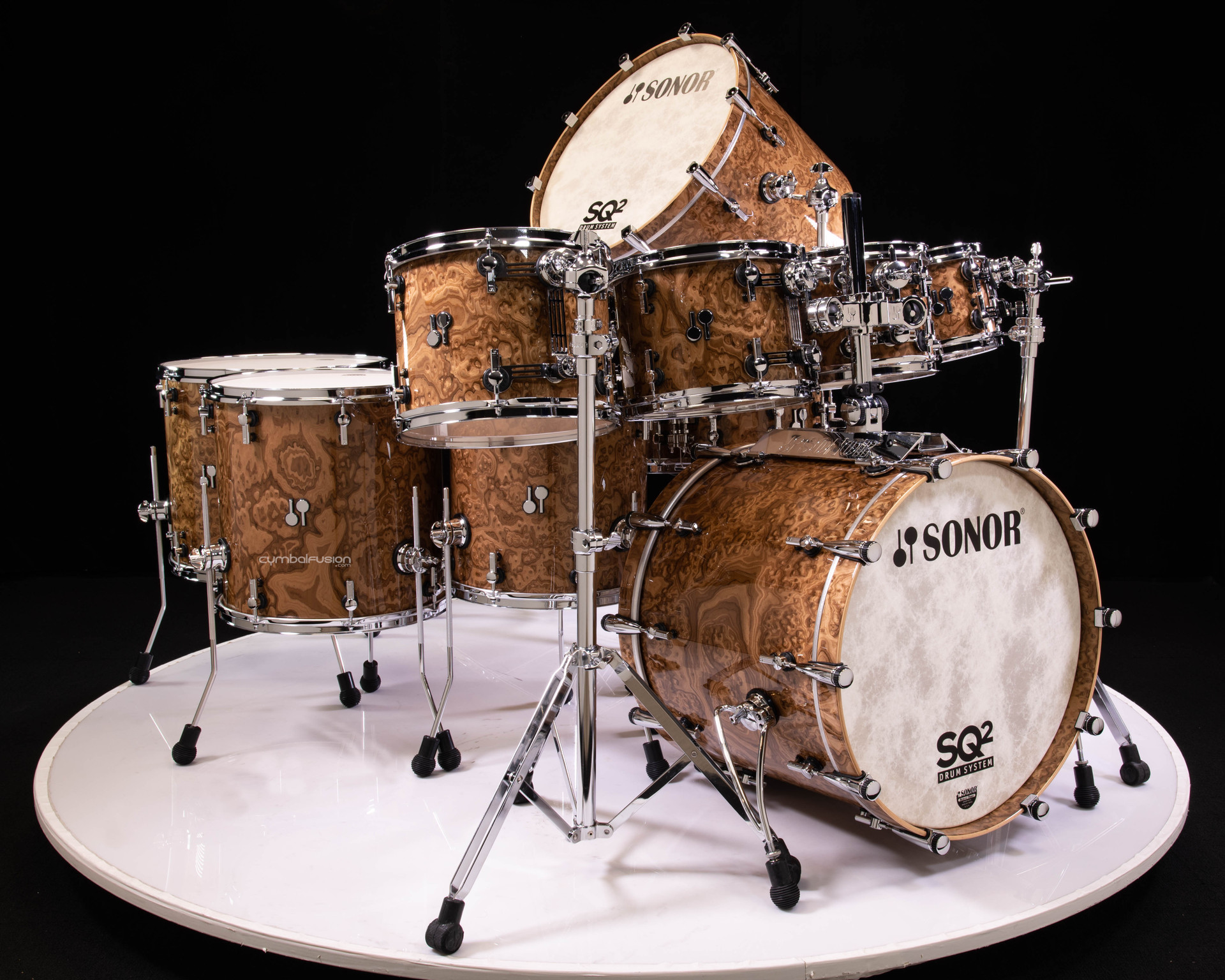 Sonor SQ2 10pc Maple Kit with Gong Drum - Chocolate Burl High Gloss