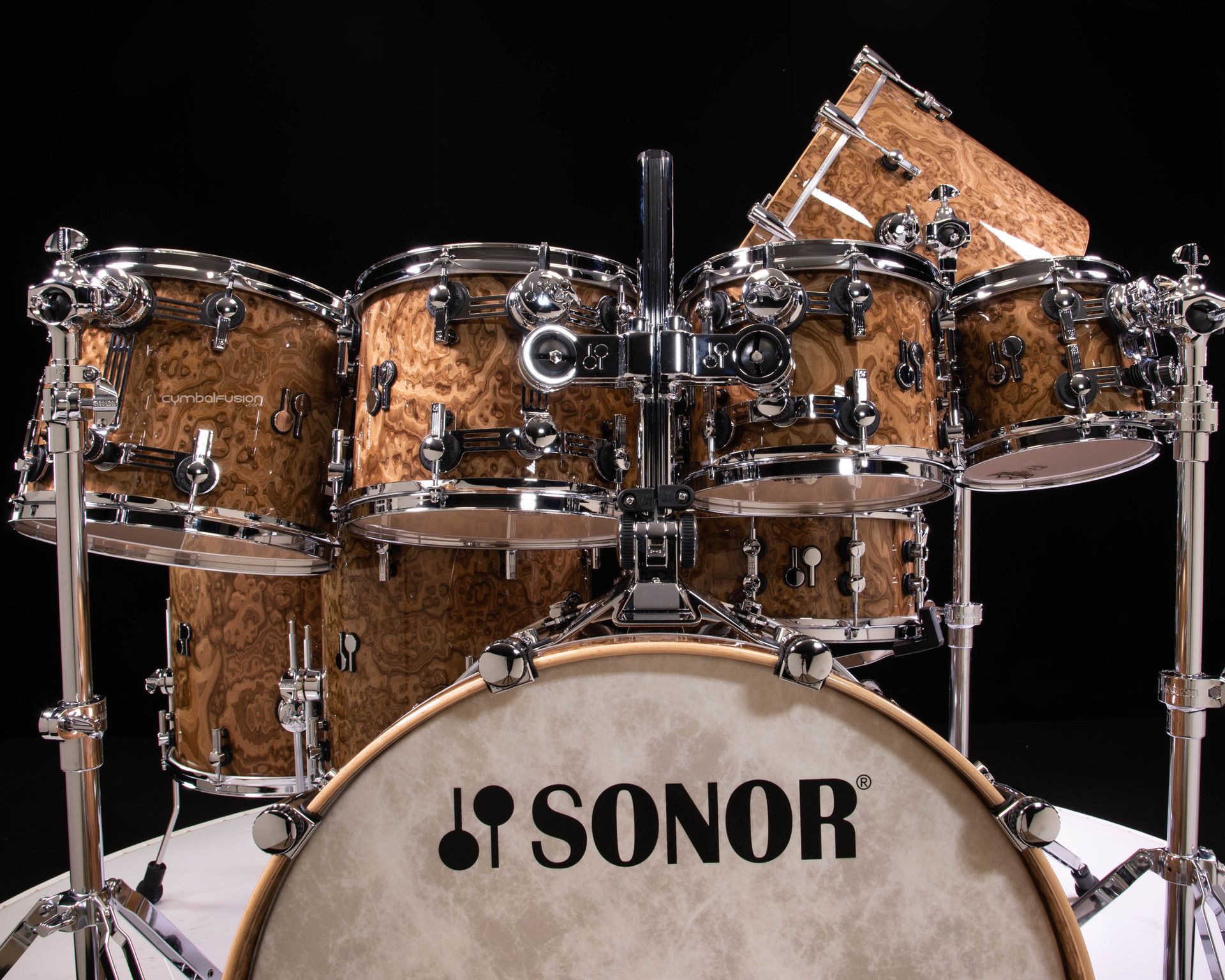 Sonor SQ2 10pc Maple Kit with Gong Drum - Chocolate Burl High Gloss