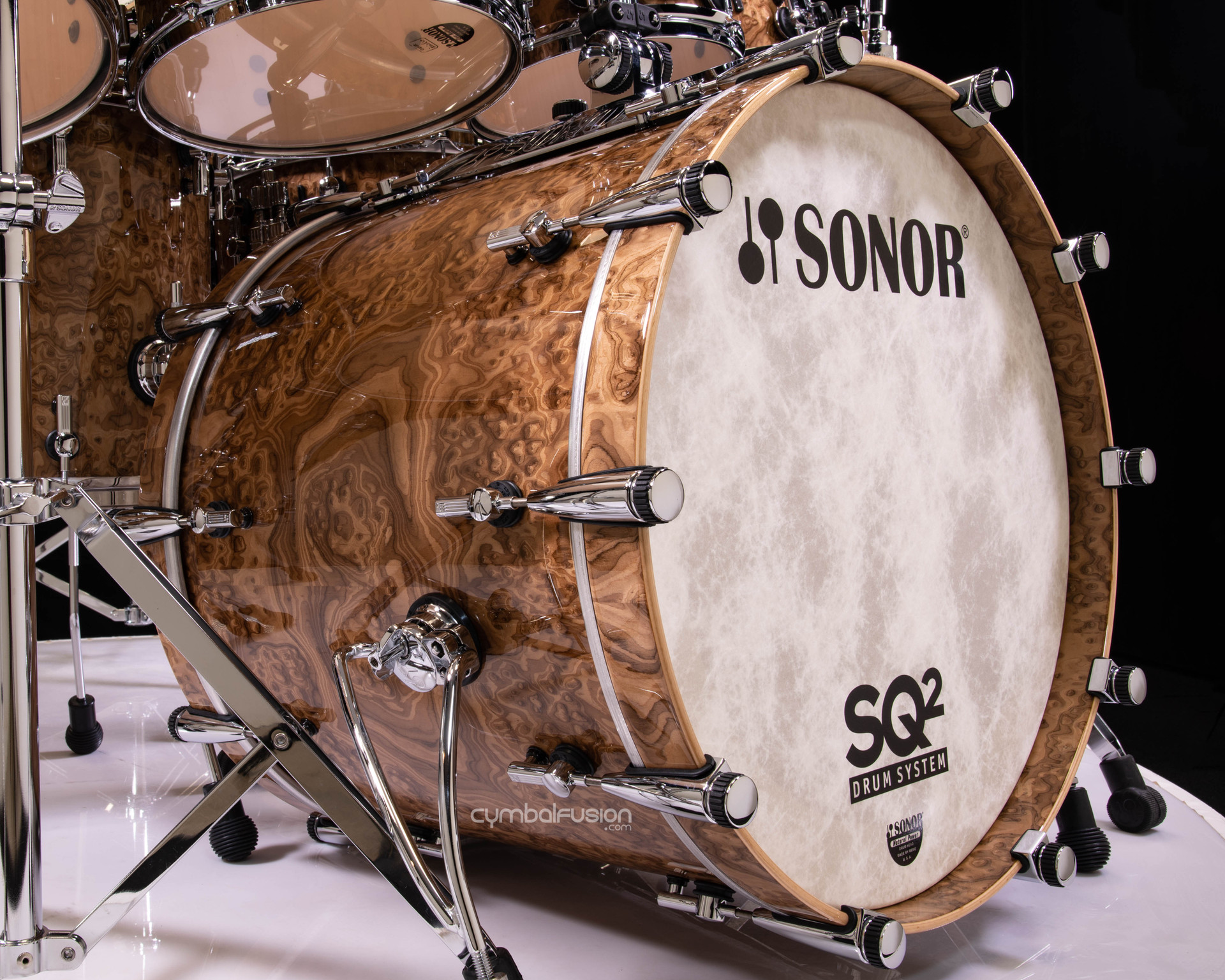 Sonor SQ2 10pc Maple Kit with Gong Drum - Chocolate Burl High Gloss