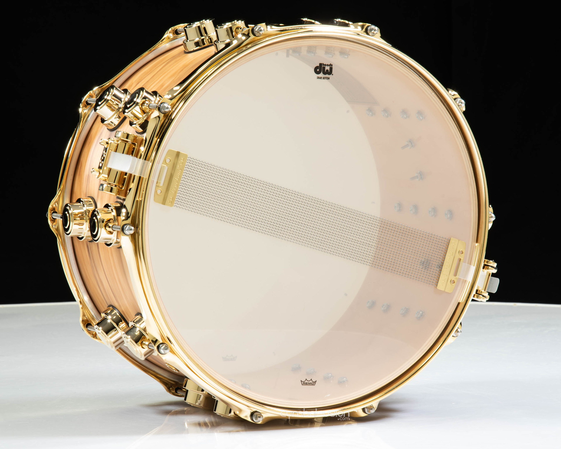 DW Collector's 8x14 Snare Drum Golden Natural Satin Oil w/Gold HW