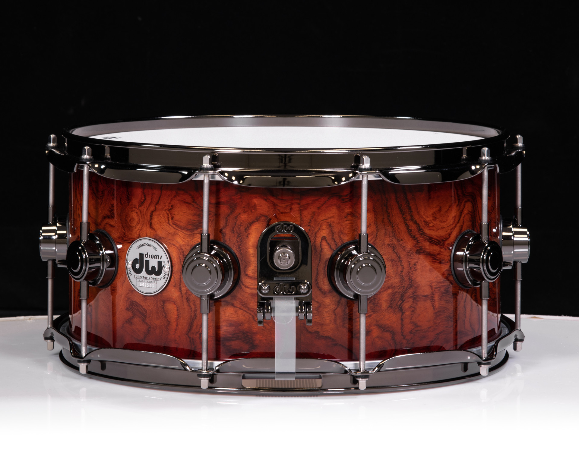 DW Collector's Series Maple 6.5x14 Snare Drum Rich Red Burst on
