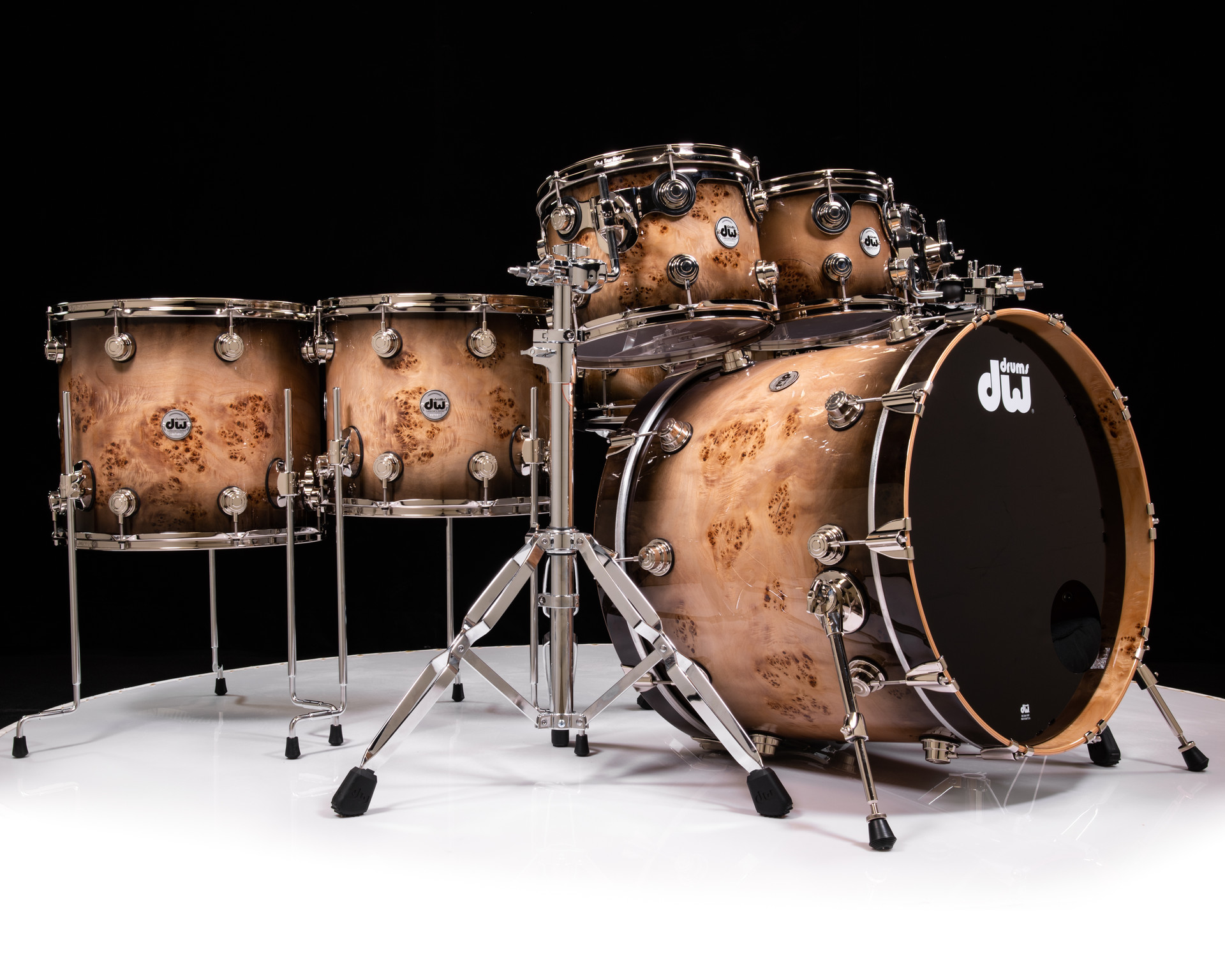 DW Collector's 7pc Purpleheart Kit - Candy Black Burst Mapa Burl