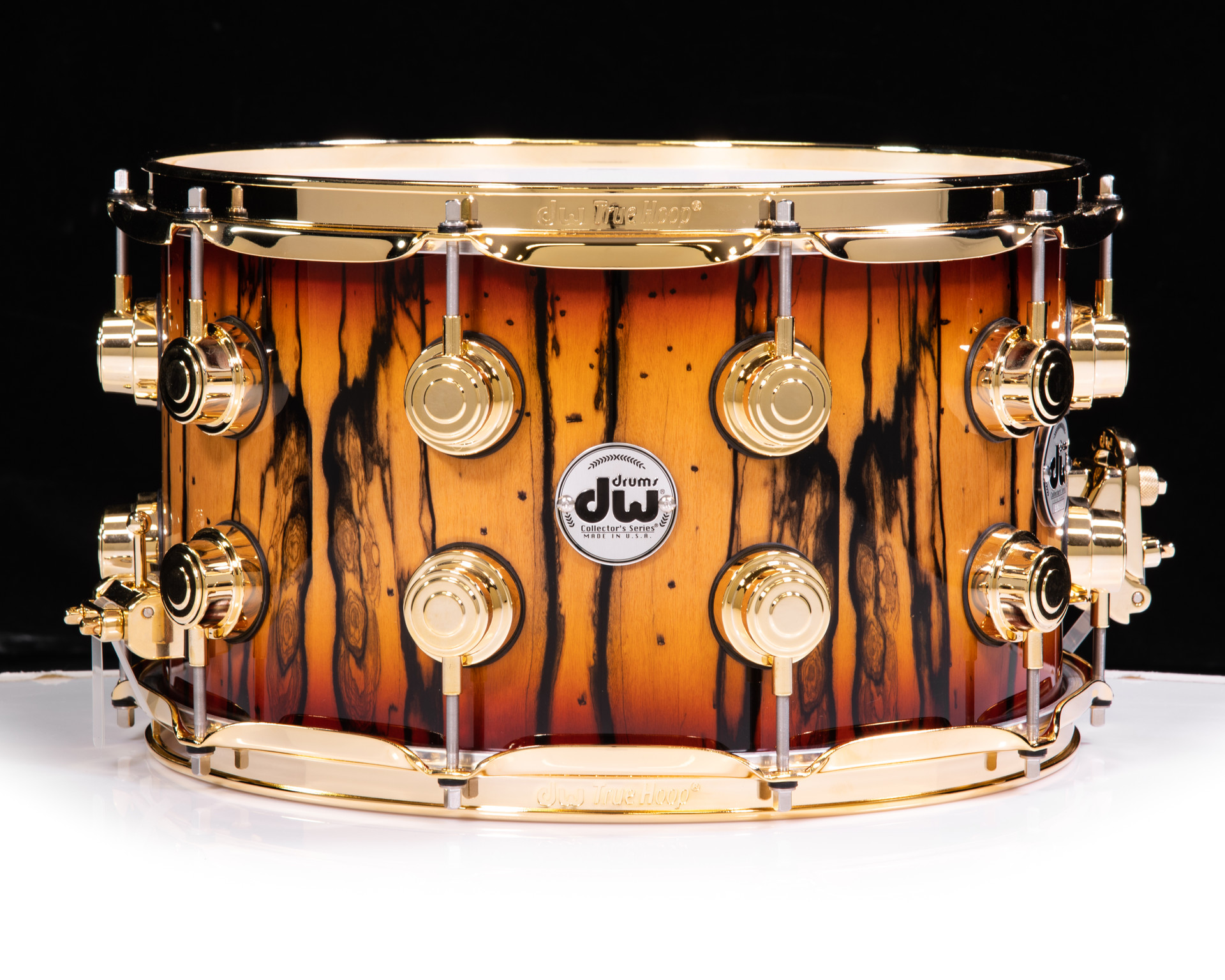 DW Collector's Series Ivory Ebony Veneer 8x14 Snare Deep Rich Red