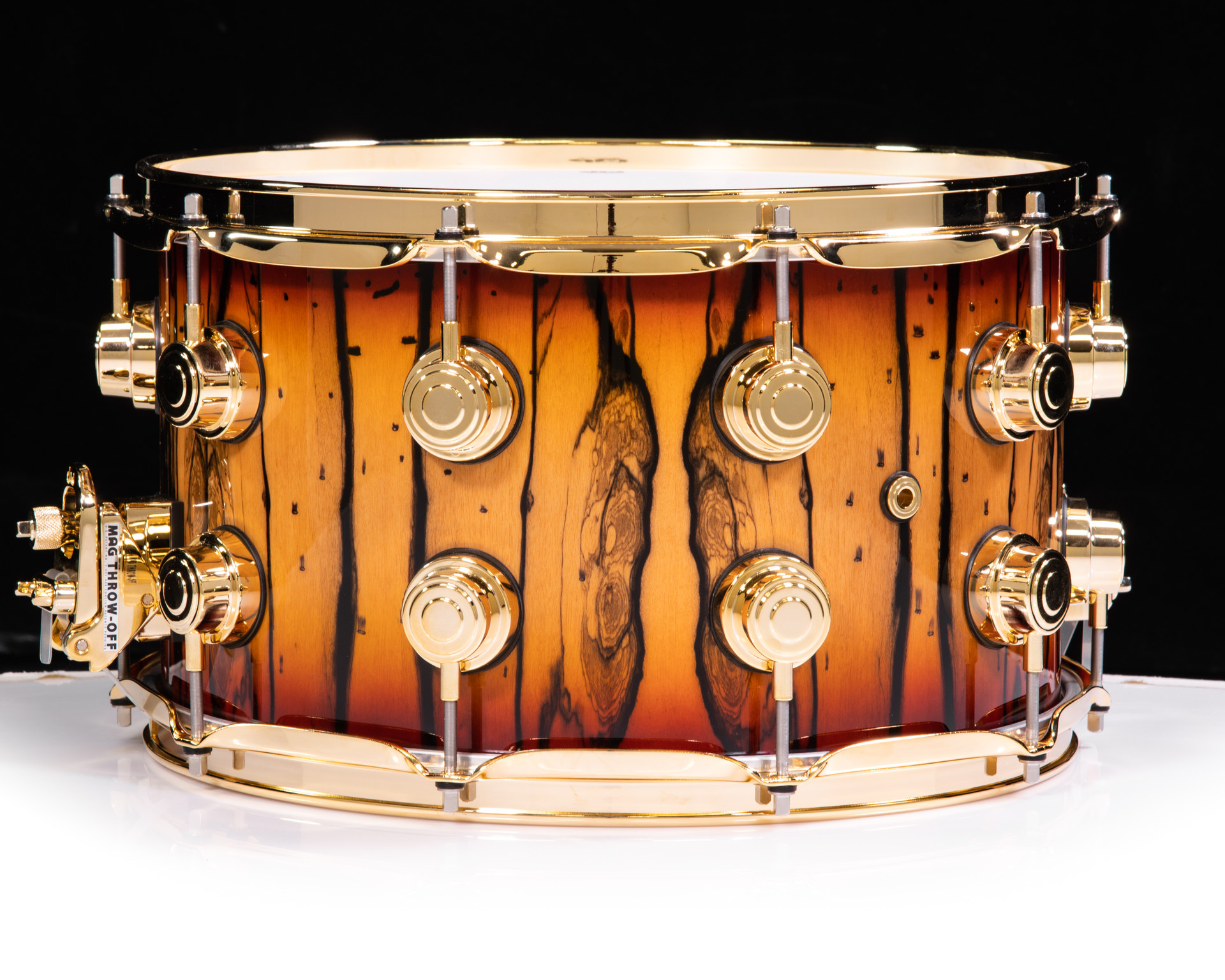 DW Collector's Series Ivory Ebony Veneer 8x14 Snare Deep Rich Red