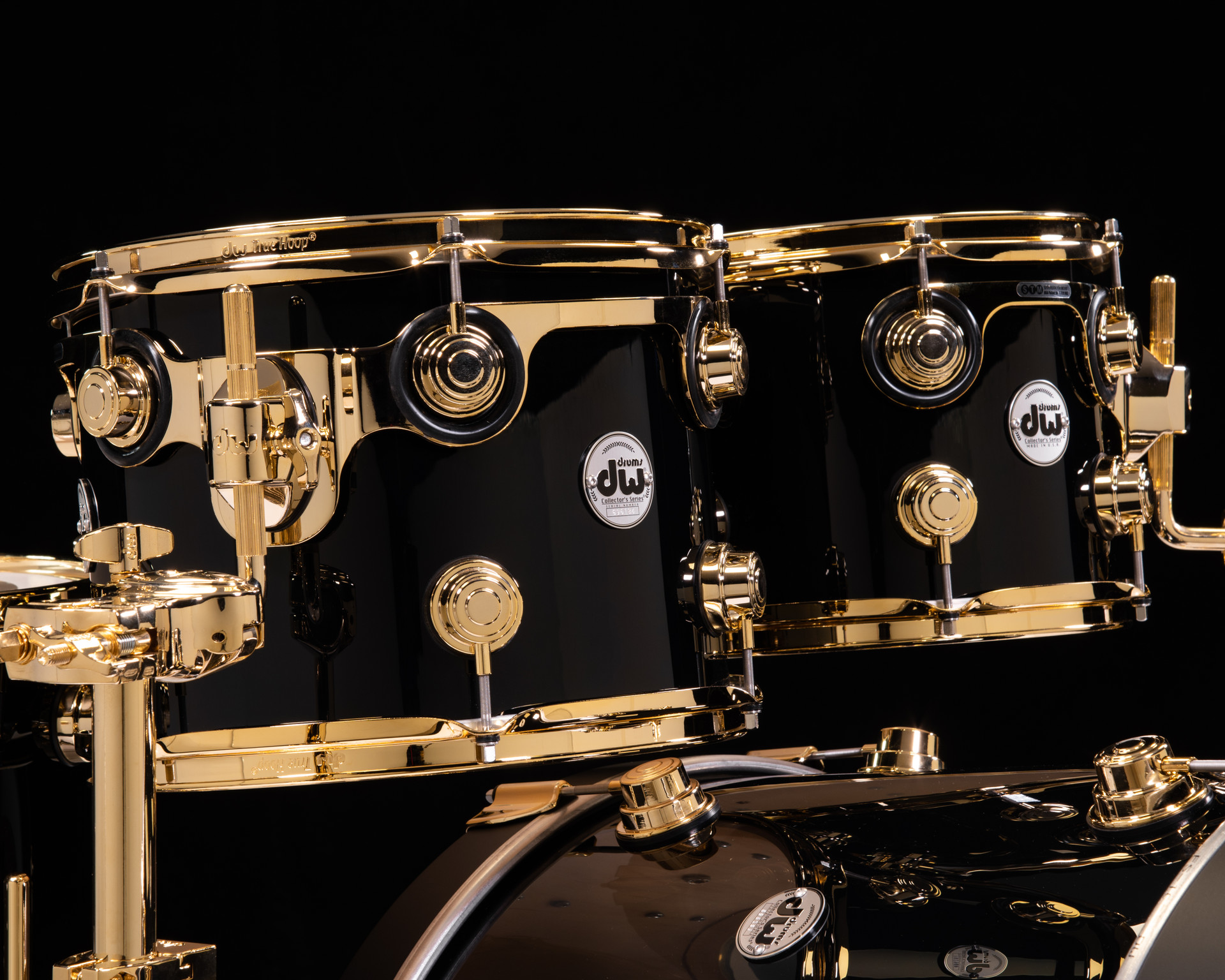 DW Collector's 4pc Maple Kit - Gloss Black w/ Gold HW 10/12/16/22