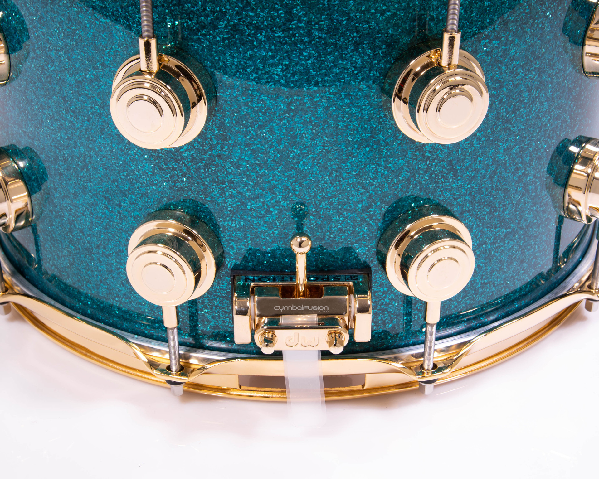 DW Collector's 8x14 SSC Maple Snare- Teal Glass - Gold Hardware