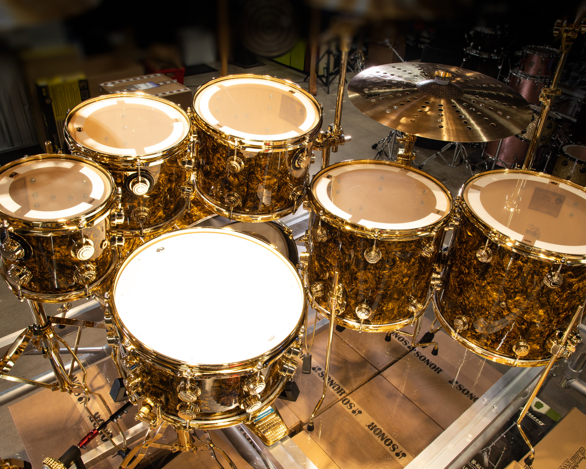 DW Collector's 7pc Maple SSC Shells Gold Abalone w/Gold Hardware