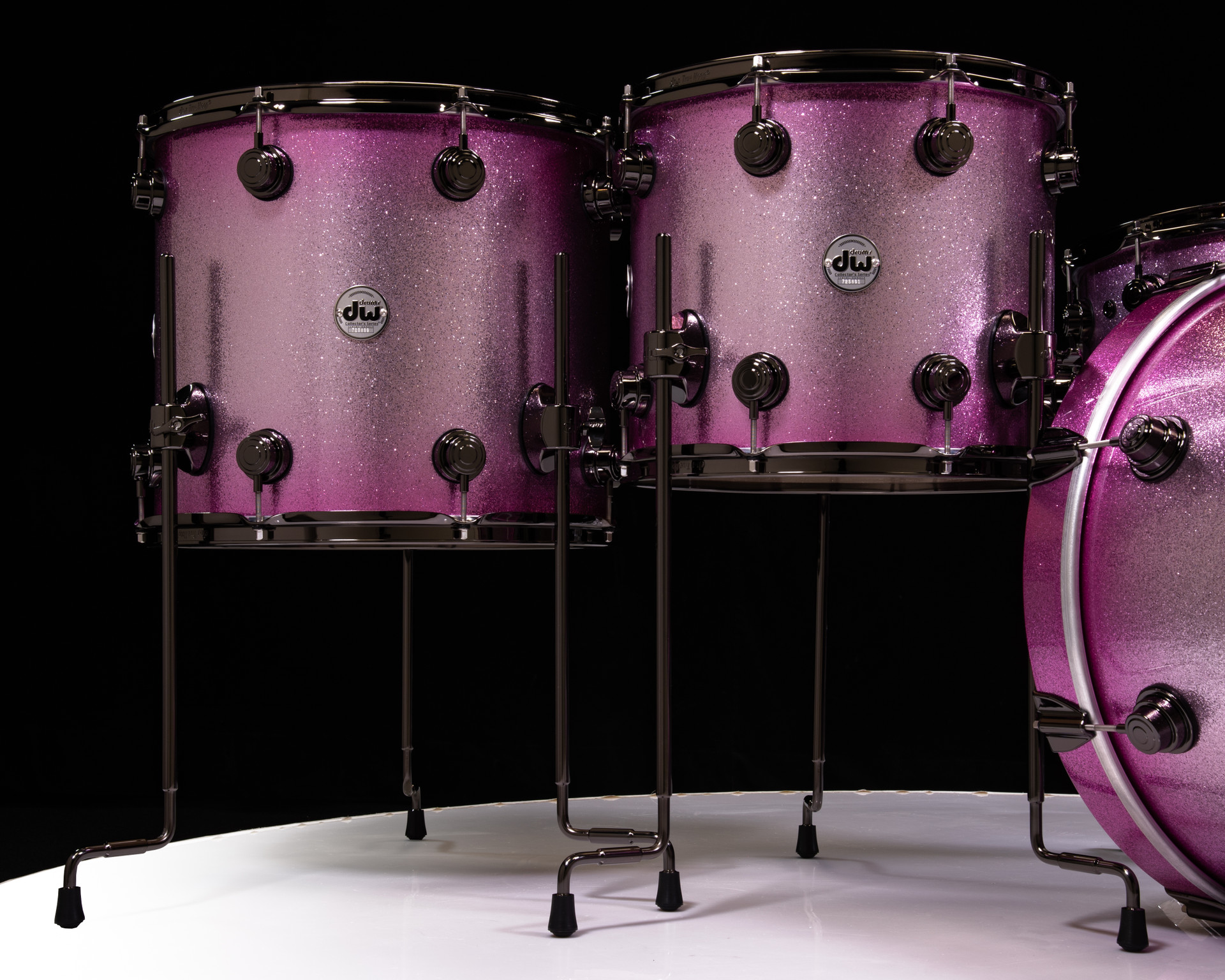 DW Collector's 5pc Maple Kit - Pink Glitz w/Black Nickel HW