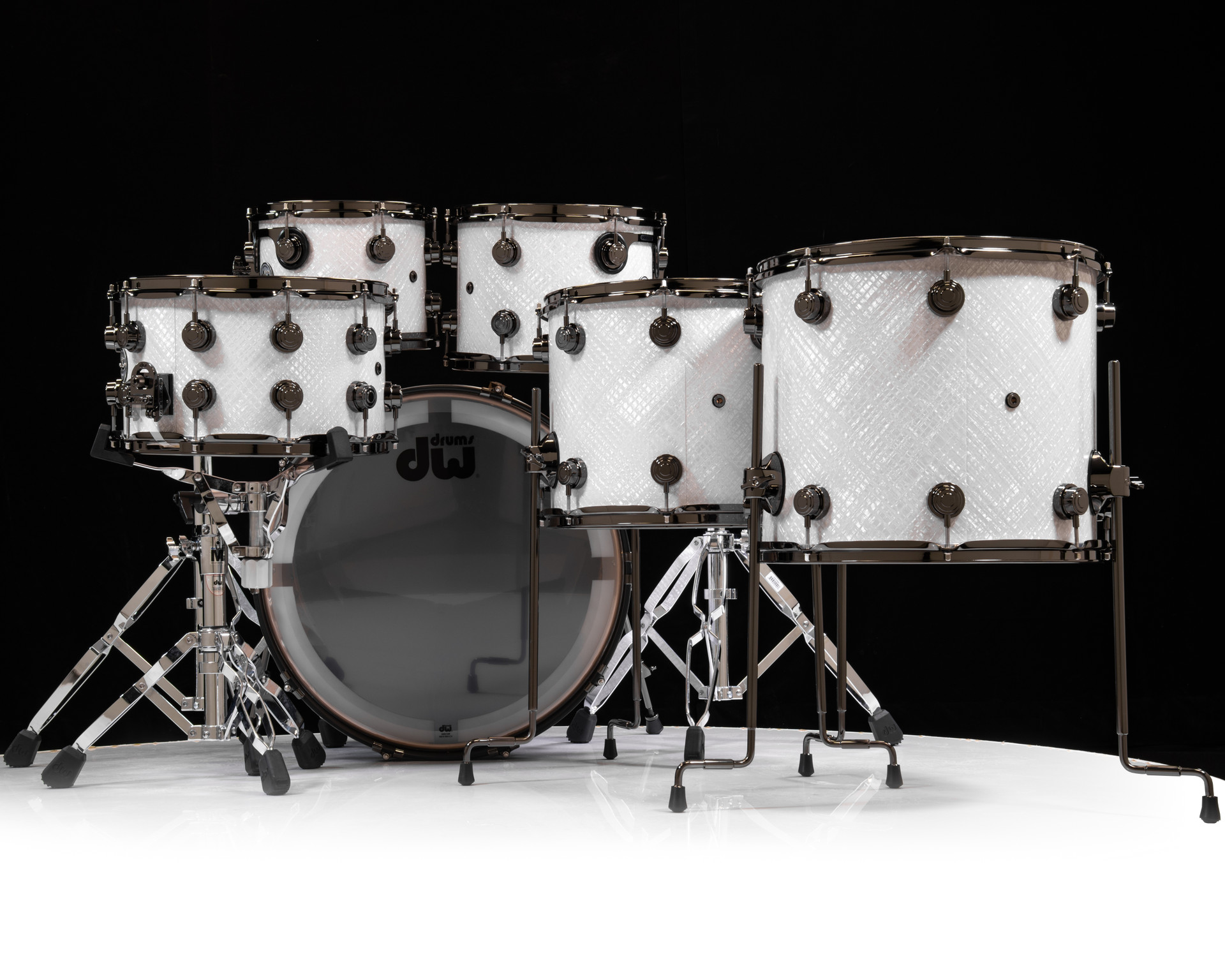 DW Collector's 6pc Maple SSC Kit - White Crystal w/Black Nickel HW
