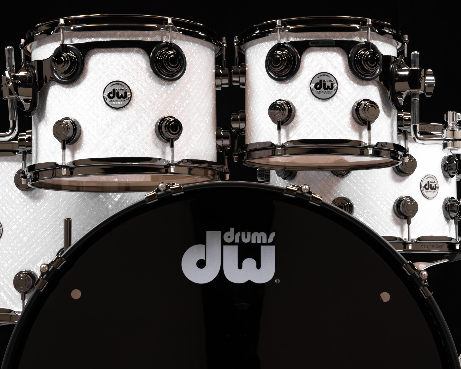 DW Collector's 6pc Maple SSC Kit - White Crystal w/Black Nickel HW