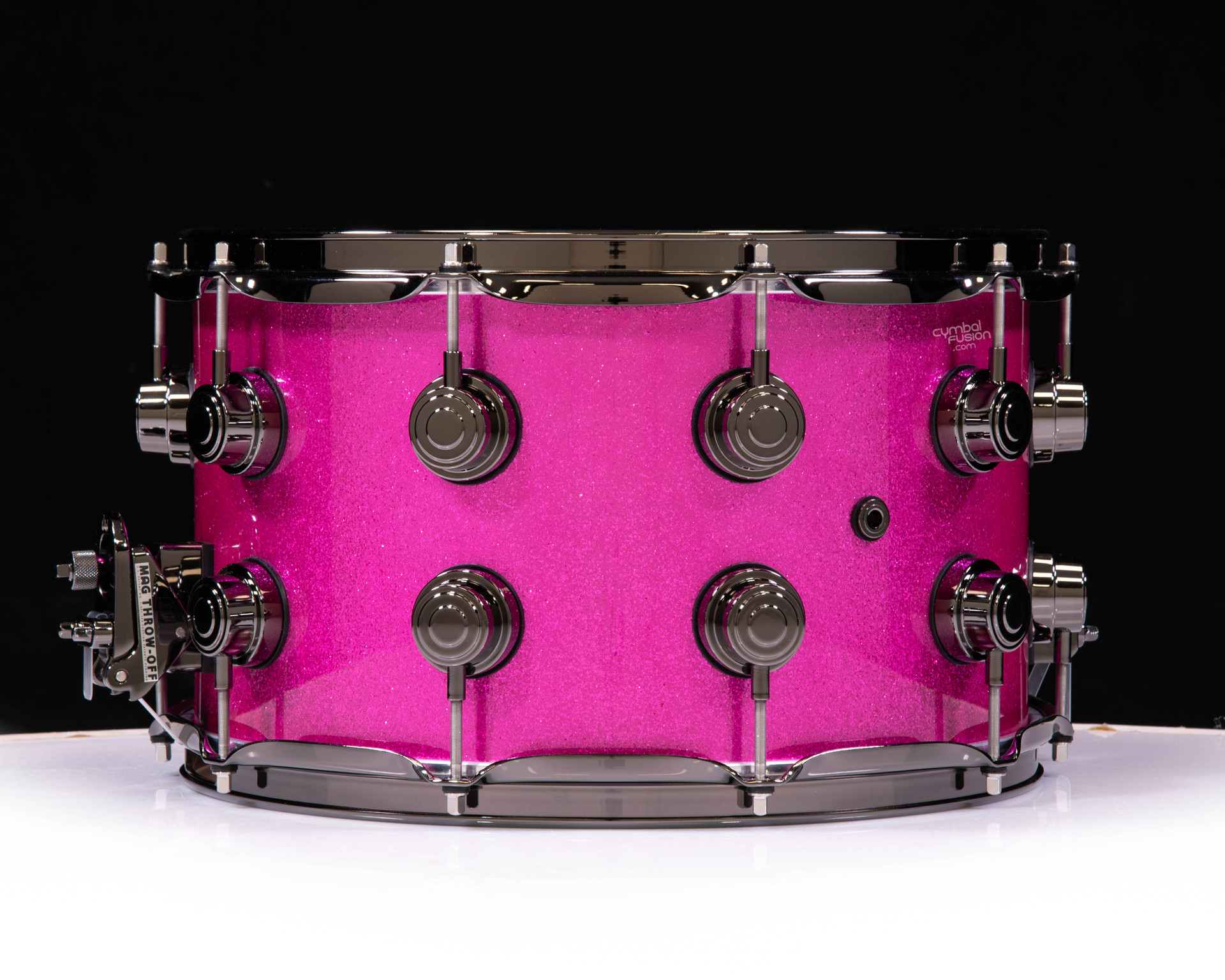 DW Collector's 8x14 Maple Snare - Neon Hot Pink Sparkle w/Black