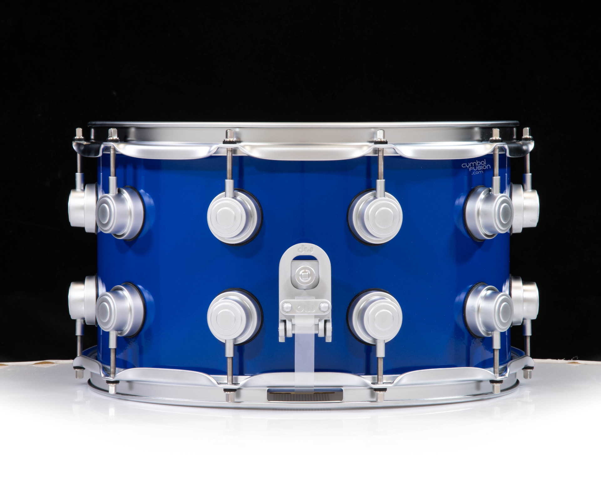 DW Brass Snare Drum 8x14 Satin Chrome - Yama Blue - CymbalFusion.com