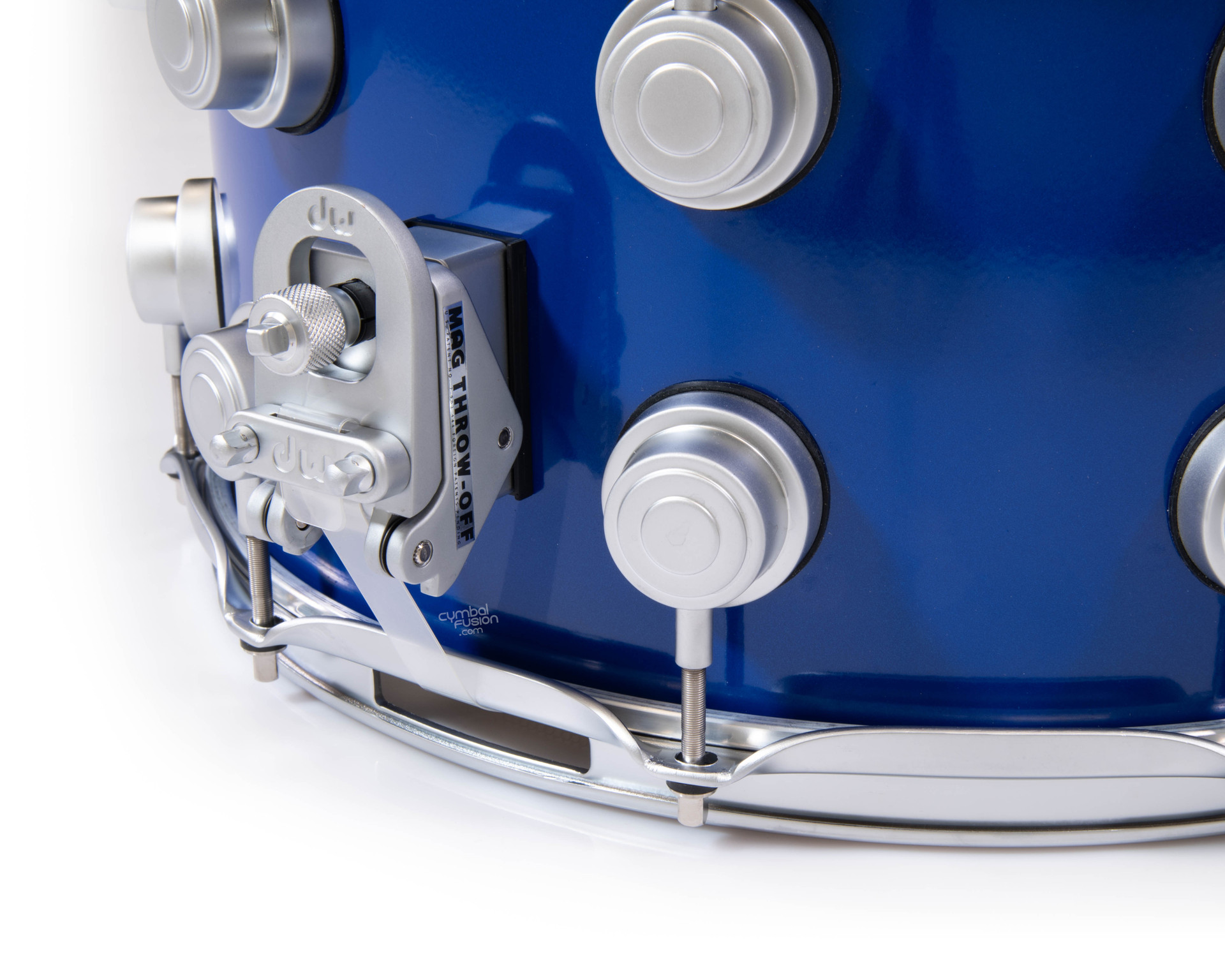 DW Brass Snare Drum 8x14 Satin Chrome - Yama Blue - CymbalFusion.com