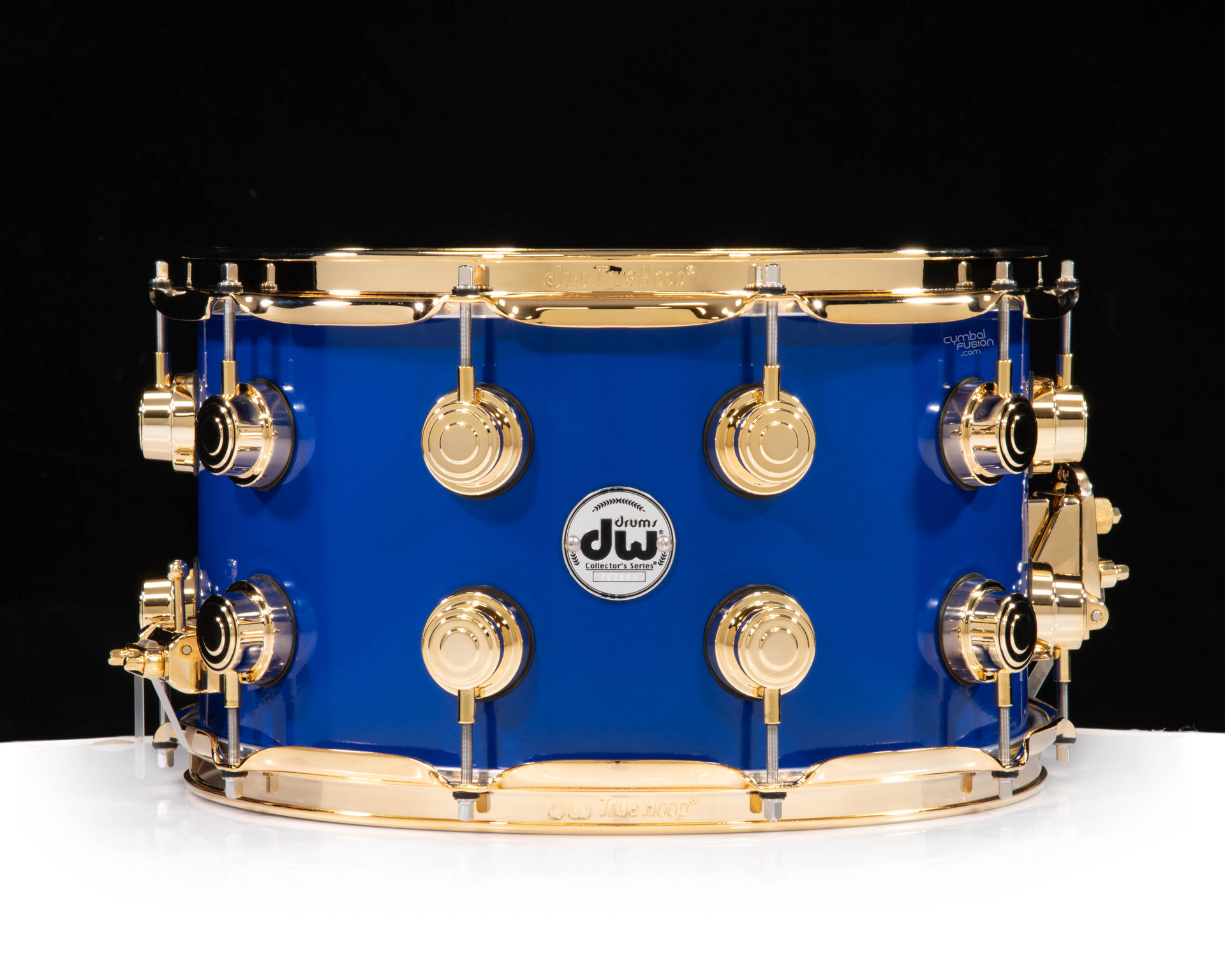 DW Brass Snare Drum 8x14 Gold Hardware - Yama Blue - CymbalFusion.com