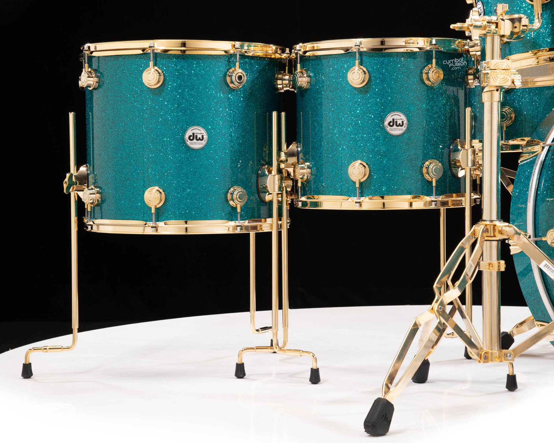 DW Collector's 7pc Maple SSC Shells Teal Glass w/Gold Hardware
