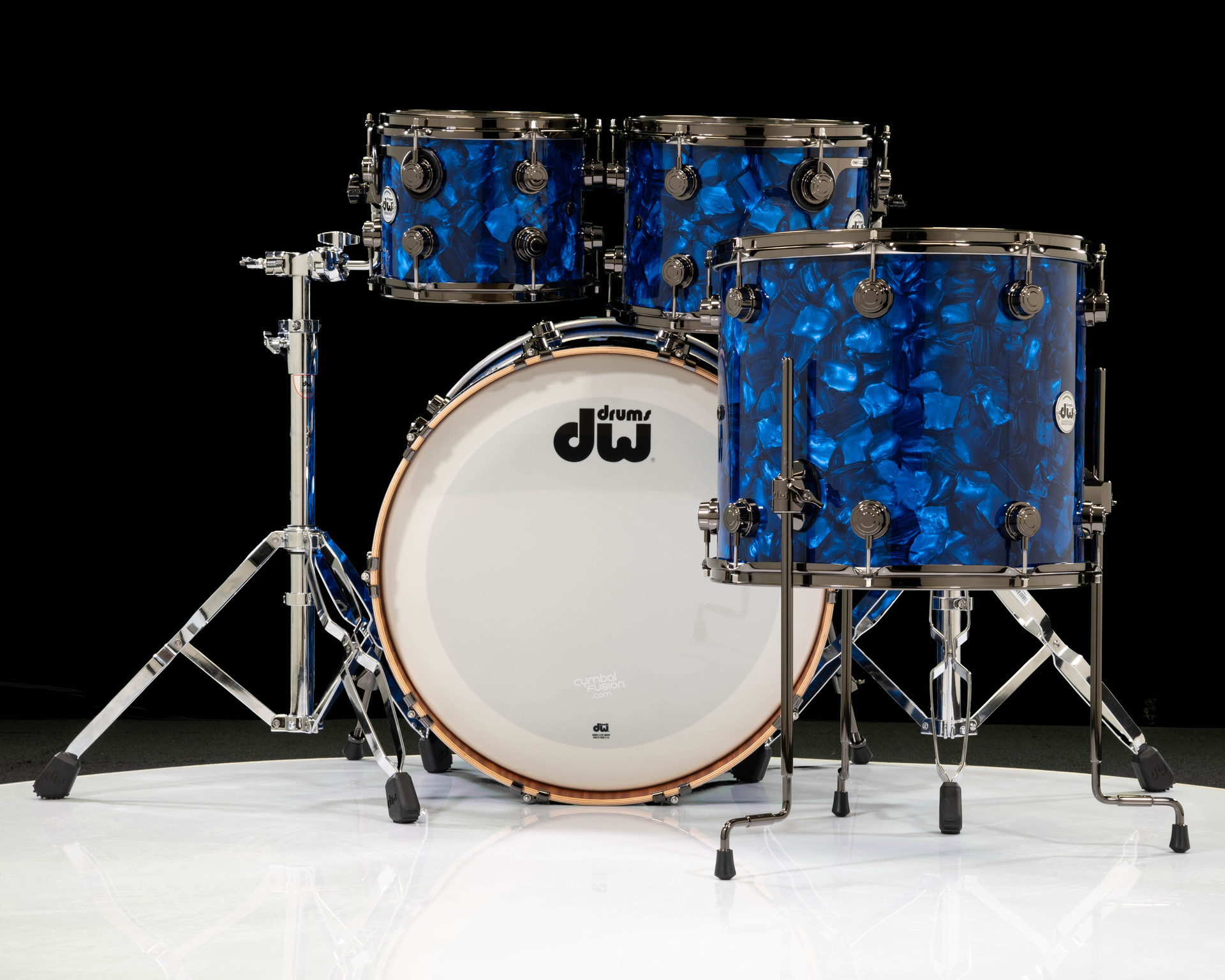 DW Collector's 4pc Maple/Mahogany Kit- Blue Moonstone w/Black