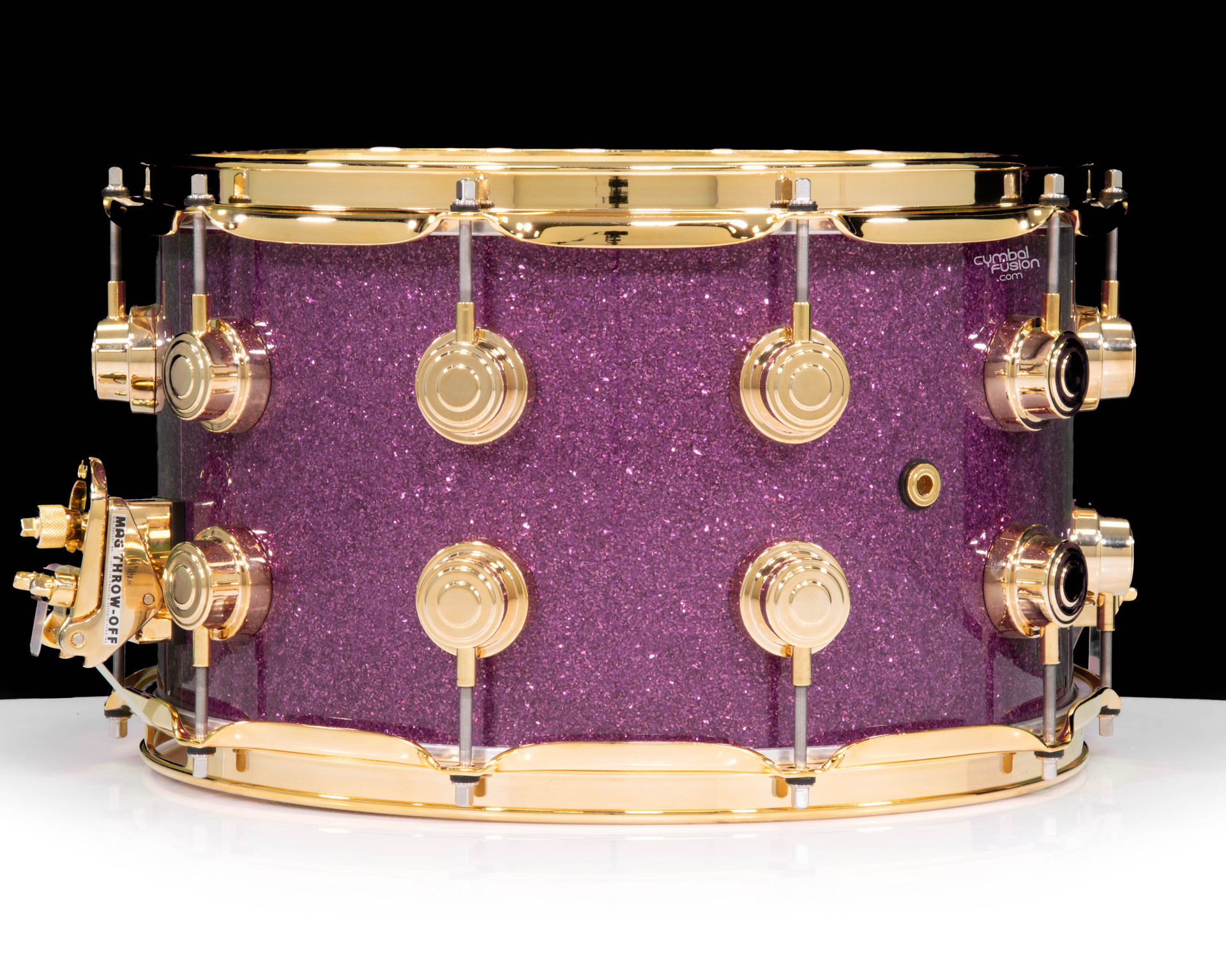 DW Collector's 8x14 Maple SSC Snare Drum - Purple Glass w/Gold HW