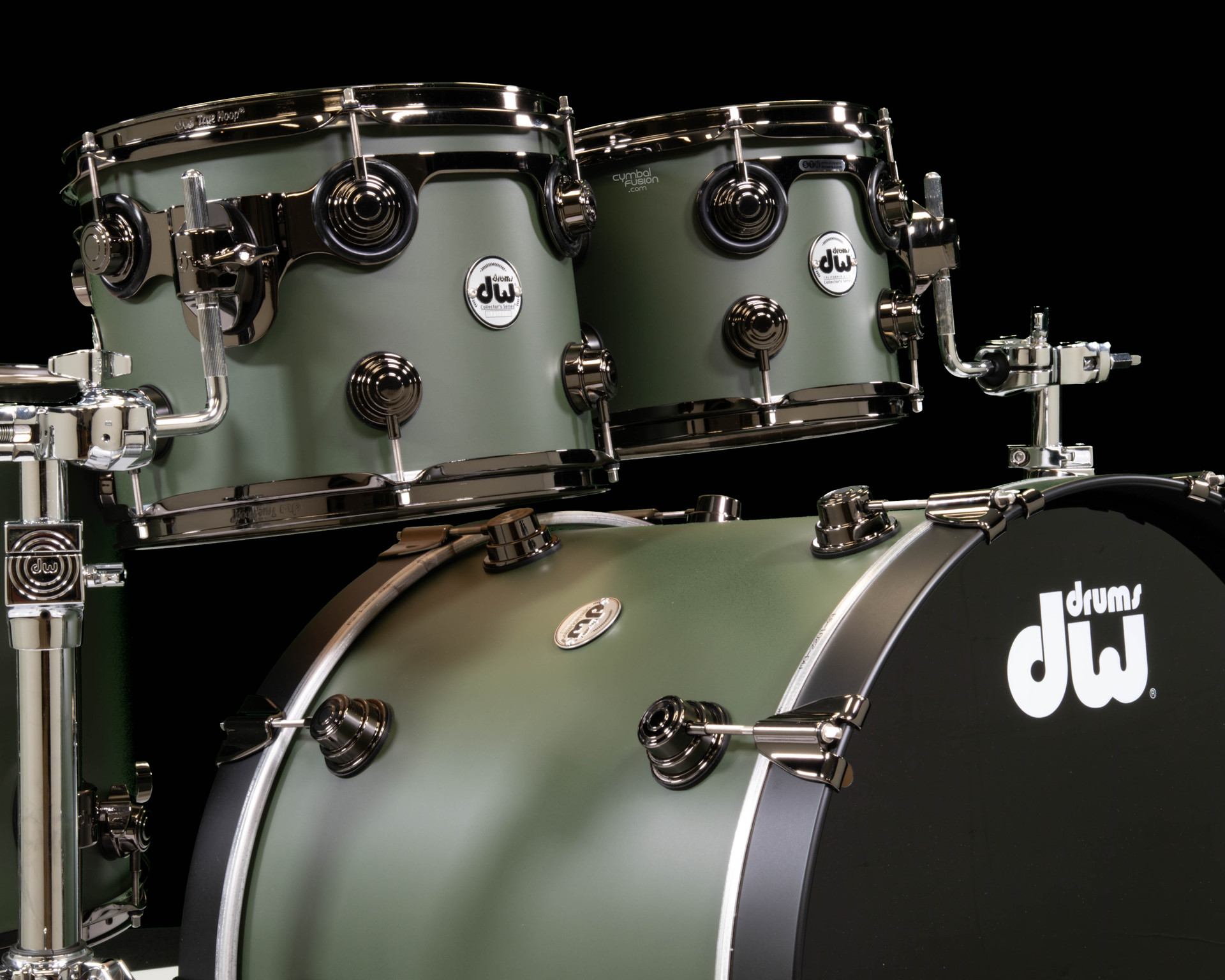 DW Collector's 4pc Maple SSC Kit Army Green Hard Satin w/Black
