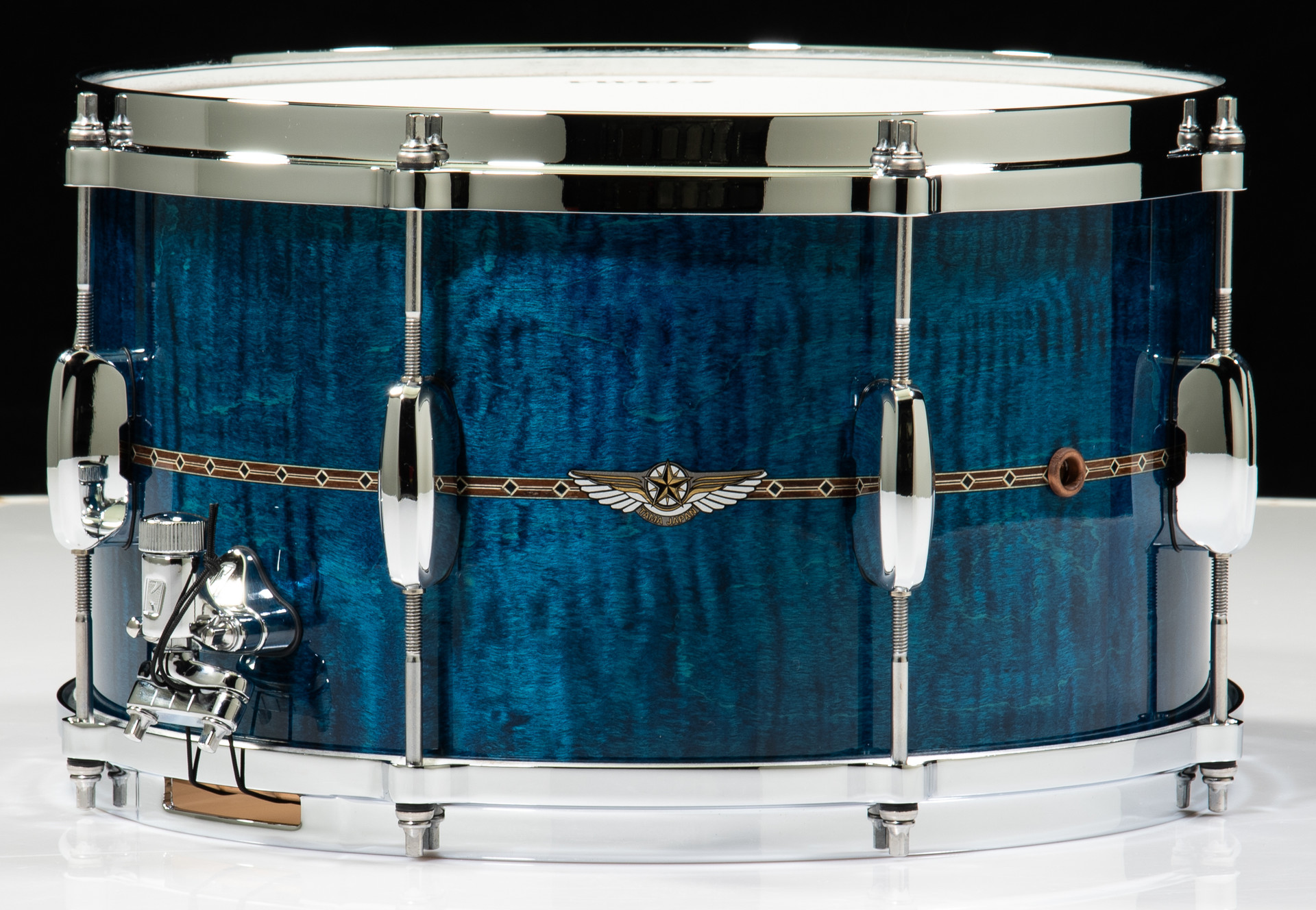 Tama Star Maple 8x14 Snare - Ocean Blue Curly Maple - Made in Japan