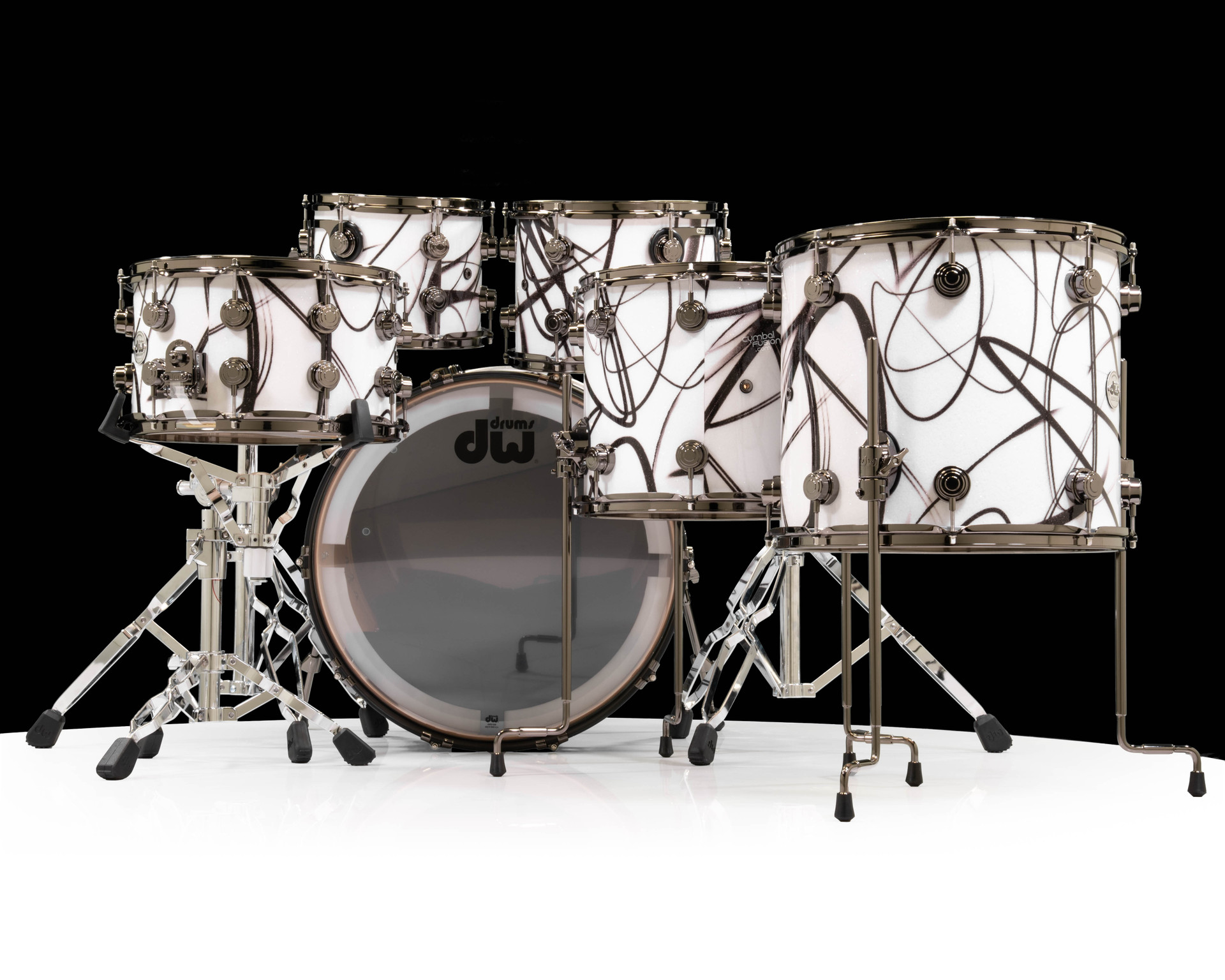 DW Collector's 6pc SSC Maple Kit - White Glass Contrails w/Black