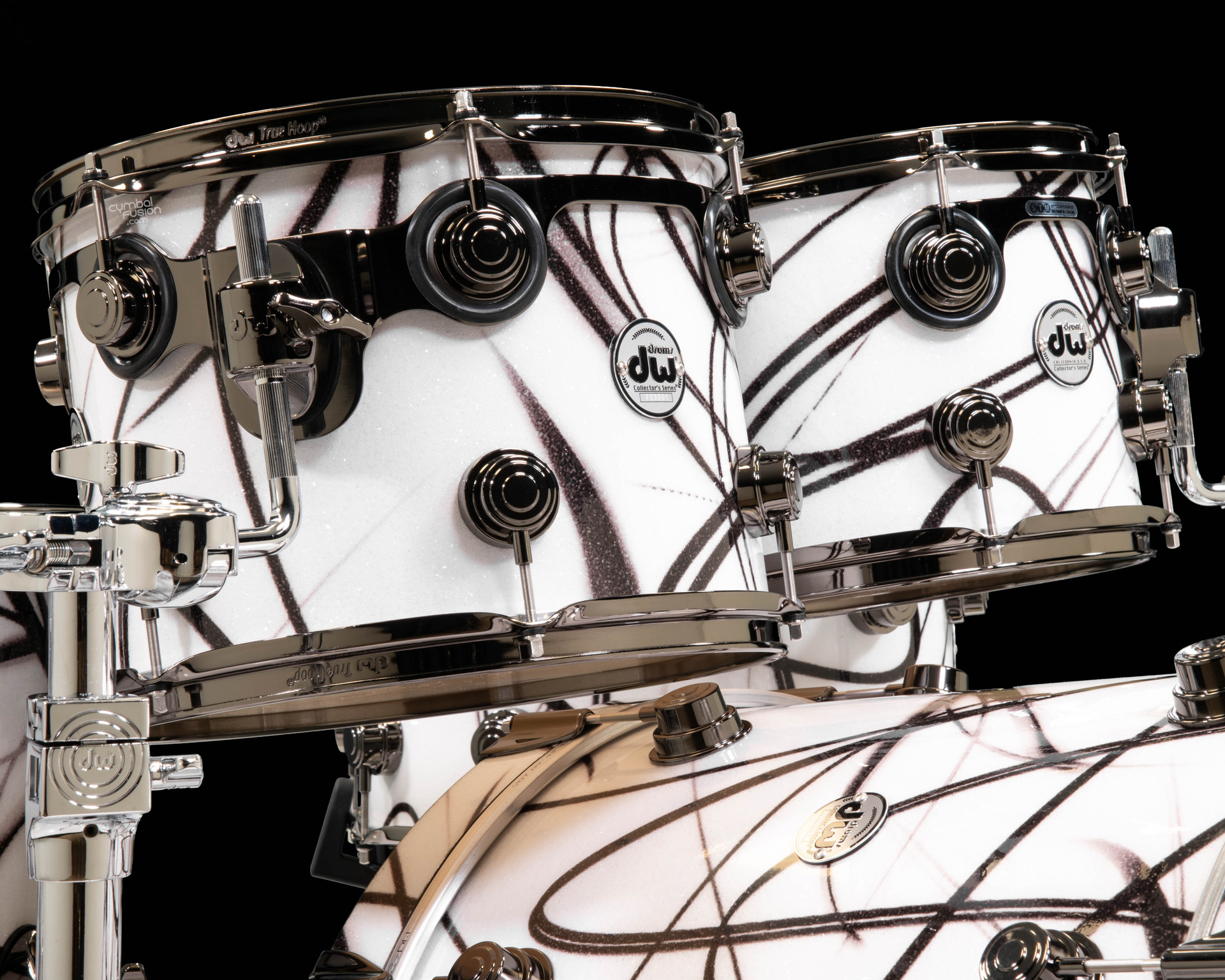 DW Collector's 6pc SSC Maple Kit - White Glass Contrails w/Black
